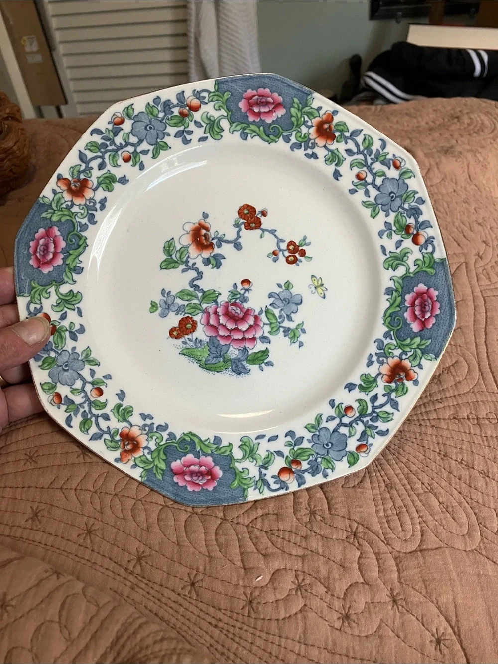 Vintage F. Winkle and Co Whieldon Ware 8 Sided Plate